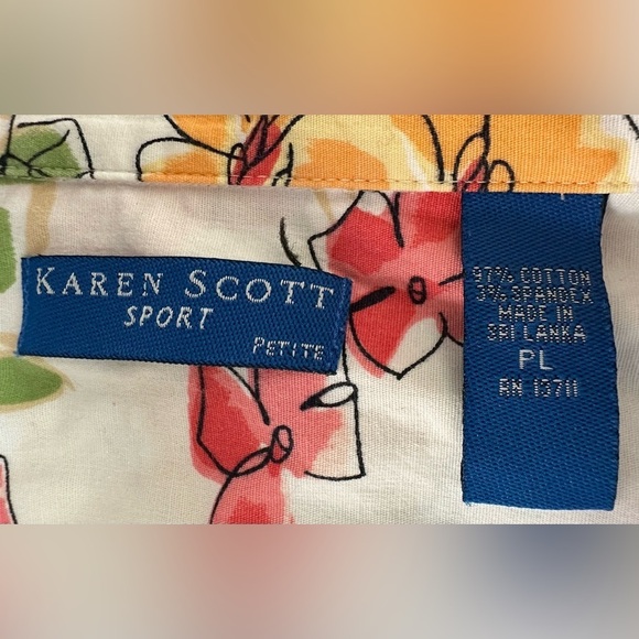 Karen Scott White Pink Short Sleeve Button Down Shirt (831) - Picture 10 of 10